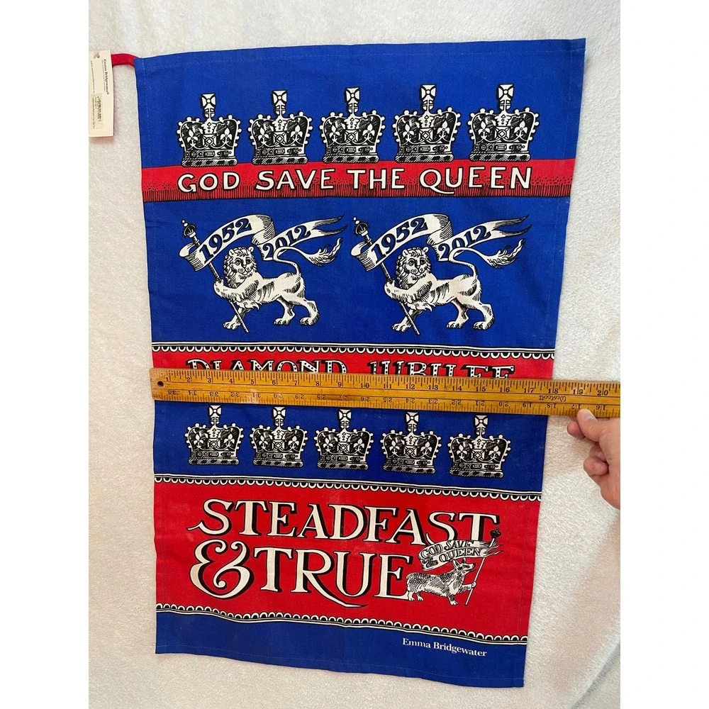 Emma Bridgewater Diamond Jubilee Tea Towel God Save The Queen Corgi 1952-2012
